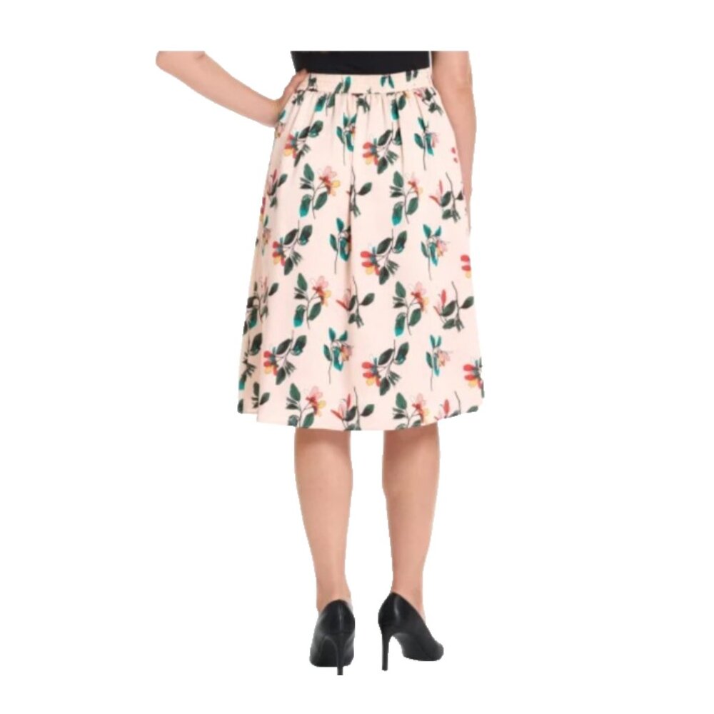 Ted Baker Women's Floral Ruffle Skirt Pink Multicolor Sz Med Lined Pull On NWT - Picture 3 of 12